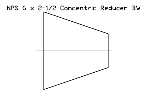 Vorschau des Symbols NPS 6 x 2-1/2 Concentric Reducer BW, Block FIT_B169_REDC_6X2.5