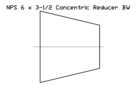 Vorschau des Symbols NPS 6 x 3-1/2 Concentric Reducer BW, Block FIT_B169_REDC_6X3.5