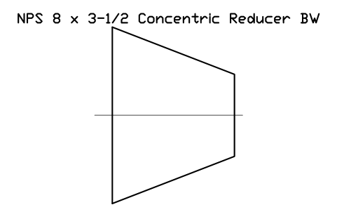 Vorschau des Symbols NPS 8 x 3-1/2 Concentric Reducer BW, Block FIT_B169_REDC_8X3.5