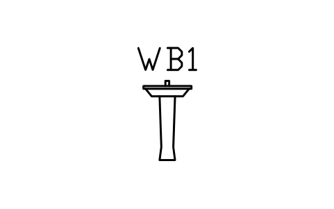 Vorschau des Symbols Wash basin, pedestal, front view, Block ARCH_ELEV_BASIN_PED_FRONT
