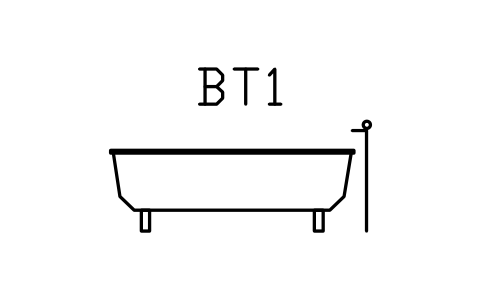 Vorschau des Symbols Bathtub, freestanding, front view, Block ARCH_ELEV_BATH_FREE