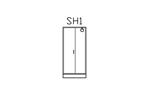 Vorschau des Symbols Shower enclosure 900, front view, Block ARCH_ELEV_SHOWER_FRONT