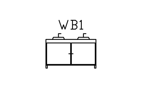 Vorschau des Symbols Vanity, double basin 1400, front view, Block ARCH_ELEV_VANITY_DOUBLE