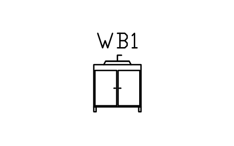 Vorschau des Symbols Vanity with vessel basin, front view, Block ARCH_ELEV_VANITY_FRONT