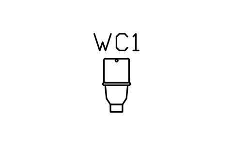 Vorschau des Symbols WC, floor-mounted, front view, Block ARCH_ELEV_WC_FRONT