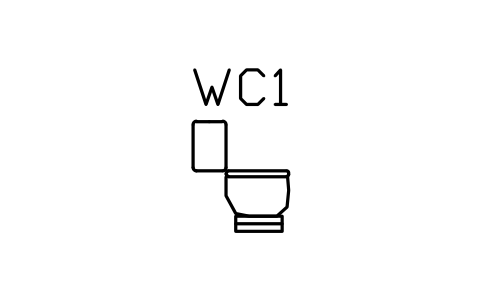 Vorschau des Symbols WC, floor-mounted, side view, Block ARCH_ELEV_WC_SIDE