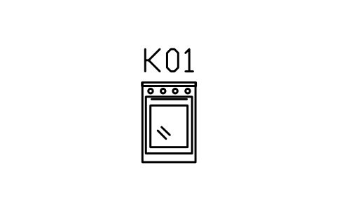 Vorschau des Symbols Cooker 600 with oven and hob, front, Block ARCH_KITEL_COOKER