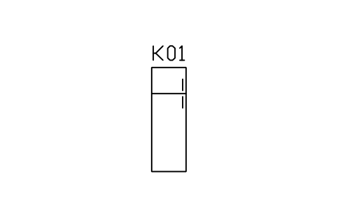 Vorschau des Symbols Refrigerator, single door 600 x 1800, Block ARCH_KITEL_FRIDGE1