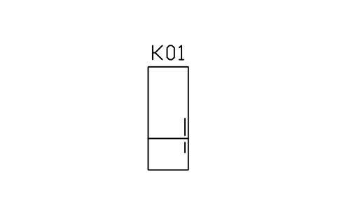 Vorschau des Symbols Refrigerator, two doors 700 x 1800, Block ARCH_KITEL_FRIDGE2
