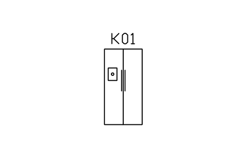 Vorschau des Symbols Refrigerator, side-by-side 900, Block ARCH_KITEL_FRIDGE_SBS