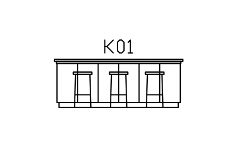 Vorschau des Symbols Kitchen island with stools, front, Block ARCH_KITEL_ISLAND