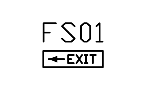 Anteprima del simbolo Exit sign, arrow left, blocco BEP_EXIT_SIGN_LEFT
