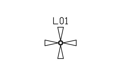 Anteprima del simbolo Ceiling fan with light, blocco BEP_FAN_CEILING_LIGHT