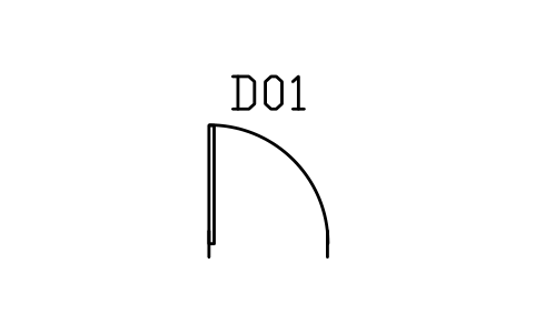 Vorschau des Symbols Door, single swing, Block ARCH_DOOR_SINGLE