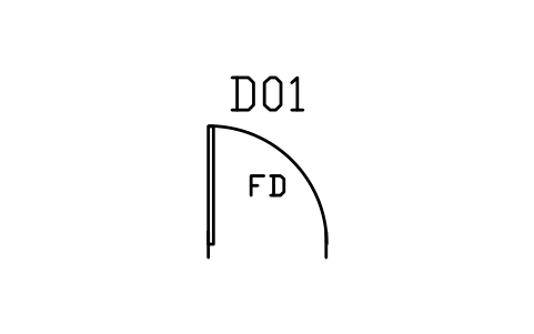 Vorschau des Symbols Door, single swing, fire-rated, Block ARCH_DOOR_SINGLE_FIRE