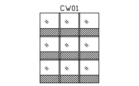 Vorschau des Symbols Curtain wall elevation, 3 x 3, Block ARCH_ELEV_CURTAIN