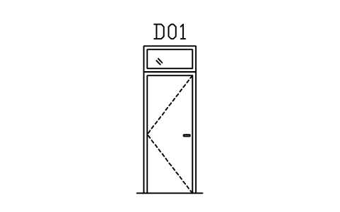 Vorschau des Symbols Door elevation, with transom light, Block ARCH_ELEV_DOOR_FANLIGHT