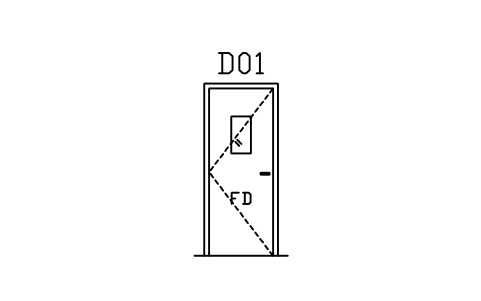 Vorschau des Symbols Door elevation, fire door, glazed, Block ARCH_ELEV_DOOR_FIRE