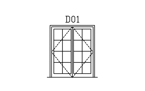 Vorschau des Symbols Door elevation, French double glazed, Block ARCH_ELEV_DOOR_FRENCH