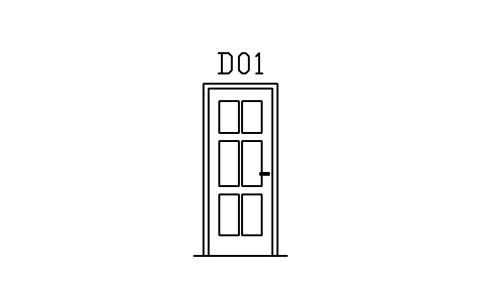 Vorschau des Symbols Door elevation, six panel, Block ARCH_ELEV_DOOR_PANEL