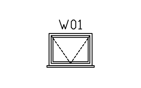 Vorschau des Symbols Window elevation, bottom-hung, Block ARCH_ELEV_WIN_BOTTOMHUNG