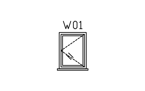 Vorschau des Symbols Window elevation, casement single, Block ARCH_ELEV_WIN_CASEMENT