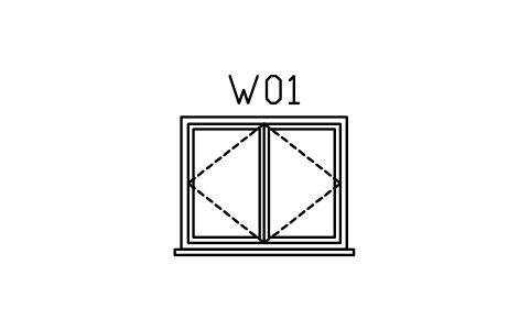 Vorschau des Symbols Window elevation, casement double, Block ARCH_ELEV_WIN_CASEMENT2