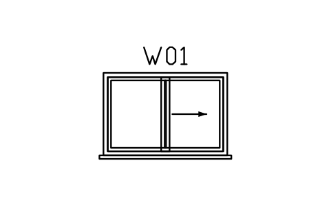 Vorschau des Symbols Window elevation, sliding, Block ARCH_ELEV_WIN_SLIDING