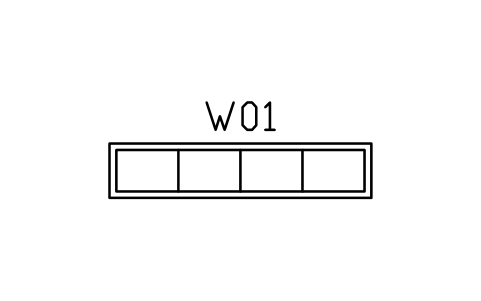 Vorschau des Symbols Window elevation, clerestory strip, Block ARCH_ELEV_WIN_STRIP