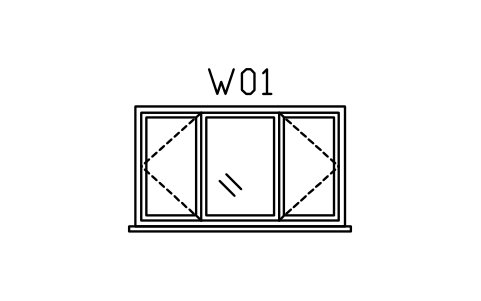 Vorschau des Symbols Window elevation, triple, Block ARCH_ELEV_WIN_TRIPLE
