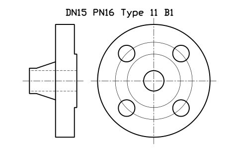 Preview of the DN15 PN16 Type 11 B1 symbol, block FLE_EN1092_11_PN16_DN15