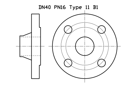 Preview of the DN40 PN16 Type 11 B1 symbol, block FLE_EN1092_11_PN16_DN40
