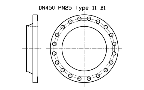 Preview of the DN450 PN25 Type 11 B1 symbol, block FLE_EN1092_11_PN25_DN450
