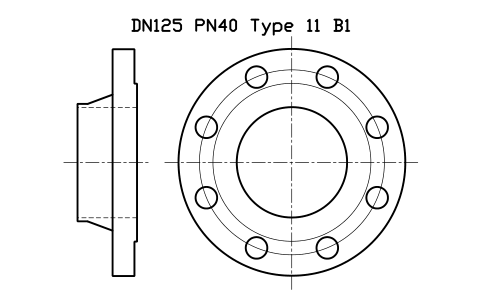 Preview of the DN125 PN40 Type 11 B1 symbol, block FLE_EN1092_11_PN40_DN125