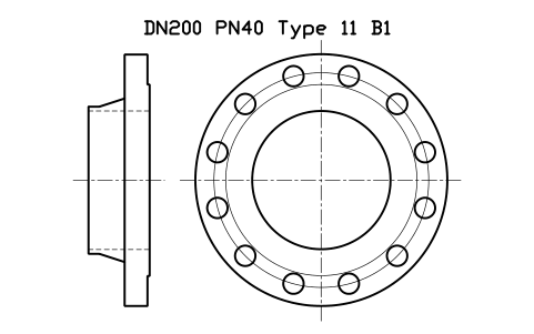 Preview of the DN200 PN40 Type 11 B1 symbol, block FLE_EN1092_11_PN40_DN200