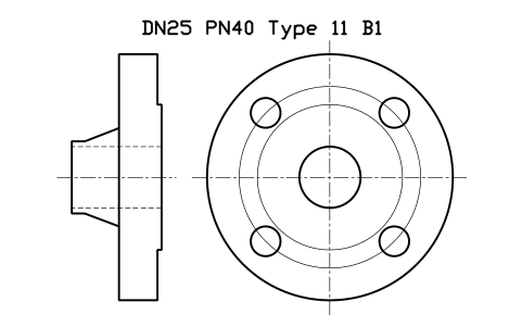 Preview of the DN25 PN40 Type 11 B1 symbol, block FLE_EN1092_11_PN40_DN25