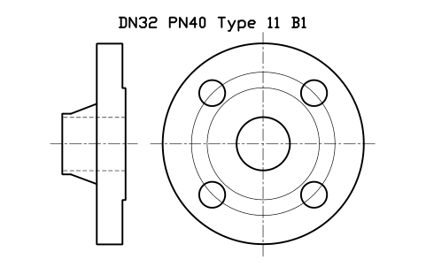 Preview of the DN32 PN40 Type 11 B1 symbol, block FLE_EN1092_11_PN40_DN32