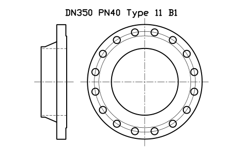 Preview of the DN350 PN40 Type 11 B1 symbol, block FLE_EN1092_11_PN40_DN350