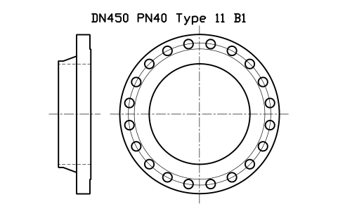 Preview of the DN450 PN40 Type 11 B1 symbol, block FLE_EN1092_11_PN40_DN450