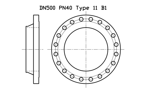 Preview of the DN500 PN40 Type 11 B1 symbol, block FLE_EN1092_11_PN40_DN500