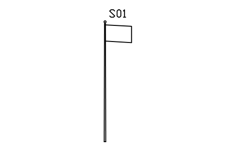シンボル Flagpole with flag, 8000 のプレビュー（ブロック ENT_FLAGPOLE）