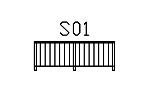 シンボル Railing, 3000 long, 1100 のプレビュー（ブロック ENT_RAILING）