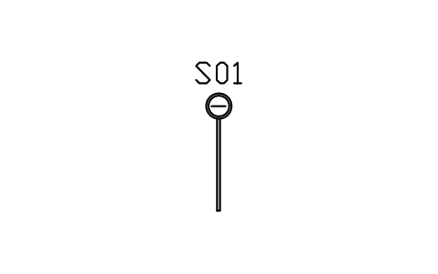シンボル Road sign on pole, 2800 のプレビュー（ブロック ENT_ROAD_SIGN）