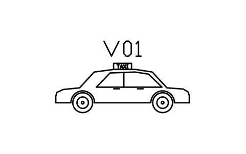 シンボル Car, taxi, side view のプレビュー（ブロック ENT_TAXI_SIDE）