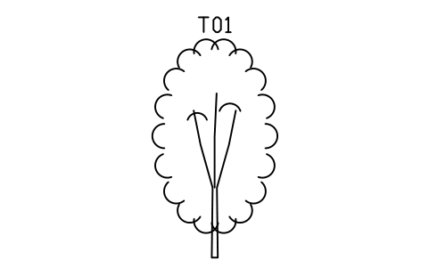 シンボル Tree, deciduous, oval, 7000 のプレビュー（ブロック ENT_TREE_OVAL）