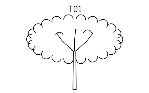 シンボル Tree, deciduous, wide, 6000 のプレビュー（ブロック ENT_TREE_SPREADING）