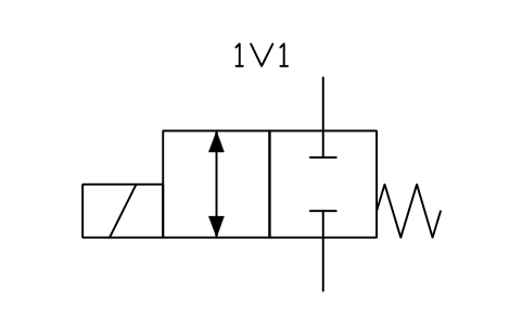 Anteprima del simbolo 2/2 valve, NC, solenoid, blocco FPW_V22_NC_SOL