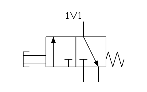 Anteprima del simbolo 3/2 valve, NC, push button, blocco FPW_V32_NC_PUSH