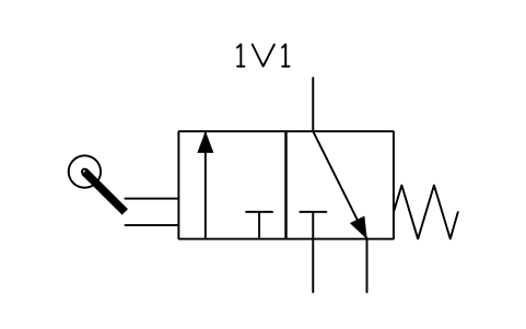 Anteprima del simbolo 3/2 valve, NC, roller lever, blocco FPW_V32_NC_ROLLER