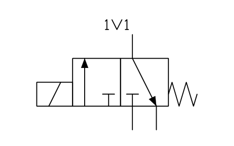 Anteprima del simbolo 3/2 valve, NC, solenoid, blocco FPW_V32_NC_SOL